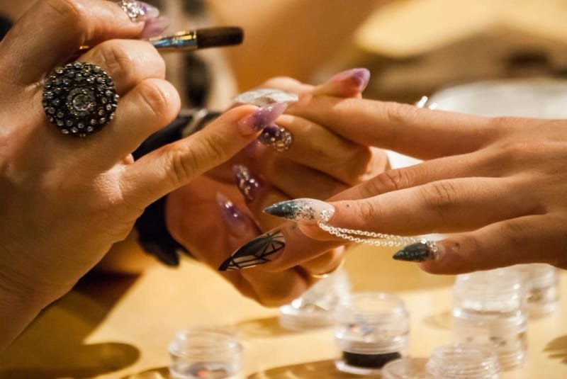 A manicure underway at the nail bar